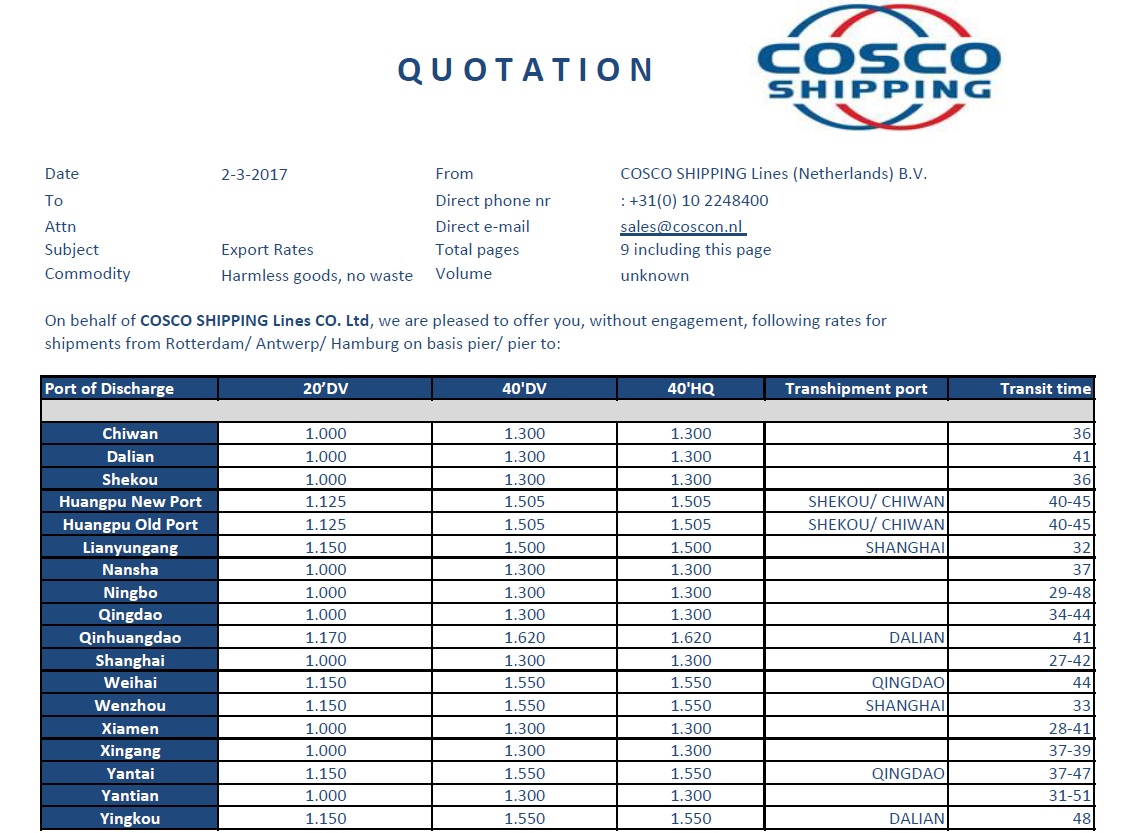 cosco tracking schedule